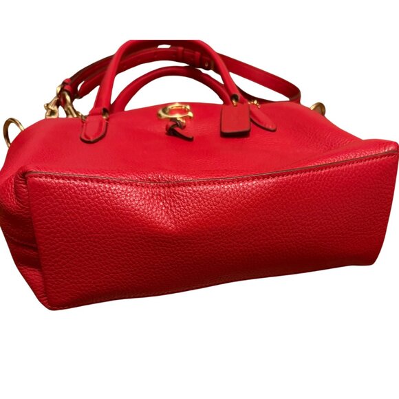 COACH REMI Pebbled Leather Three Compartments Satchel Top Handle Bag in Red - Picture 5 of 8